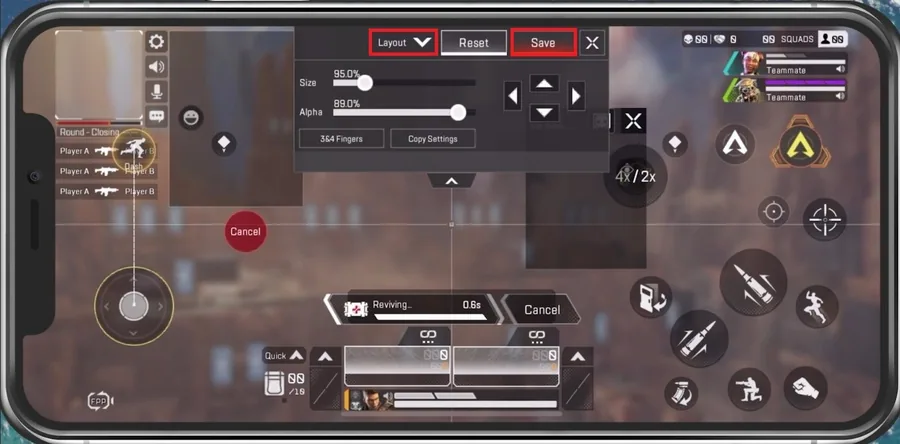 Custom button layout for Apex Legends mobile
