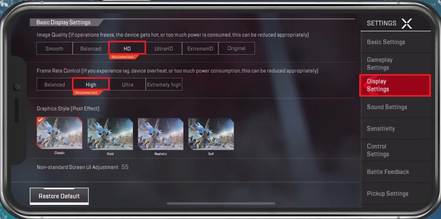 Apex Legends Display Settings