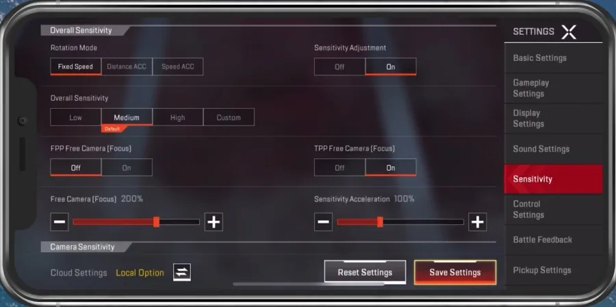 Apex Legends > Sensitivity Settings