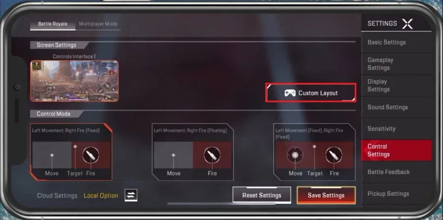 Apex Legends > Control Settings