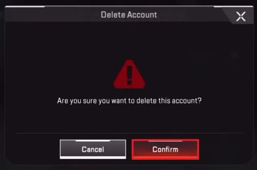 Confirm deletion of your Apex Legends mobile account