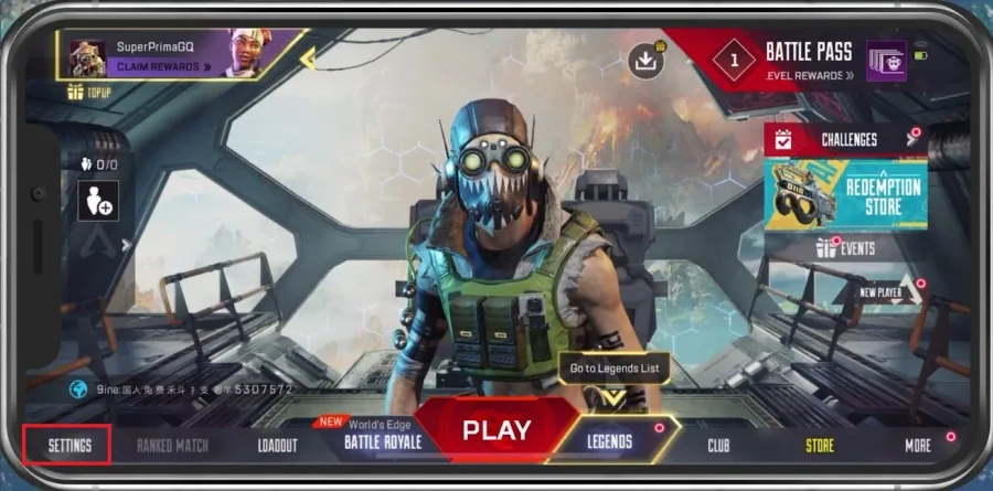 Apex Legends > Settings