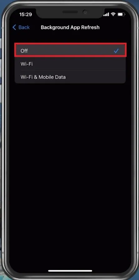 iPhone Settings > General > Background App Refresh