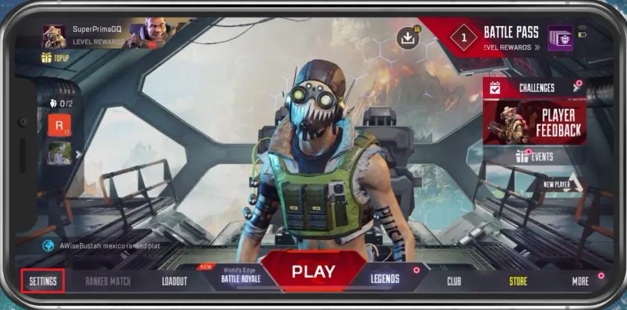 Apex Legends > Settings