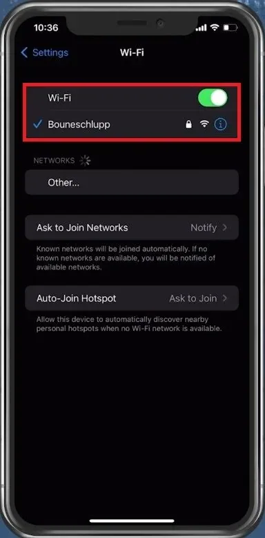 Device Settings < Wi-Fi