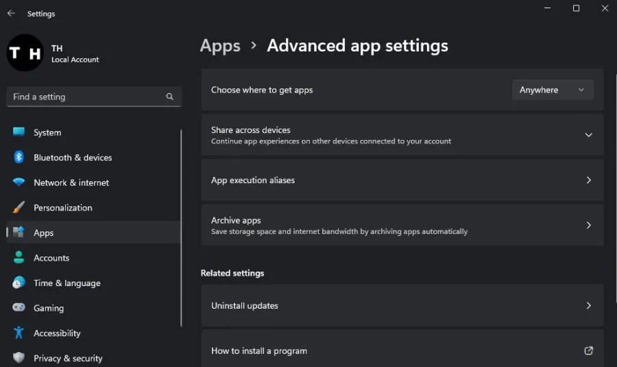 change your windows apps settings