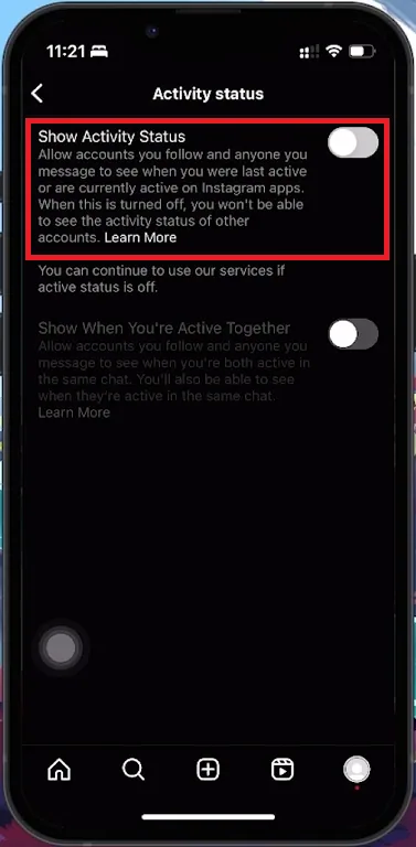 disable activity status