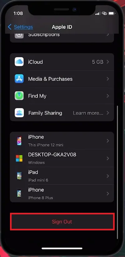 apple id sign out