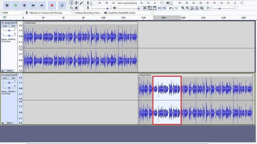 Audacity Audio Tracks