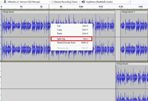 Slipt Audacity Clip