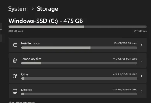 System Settings > Storage