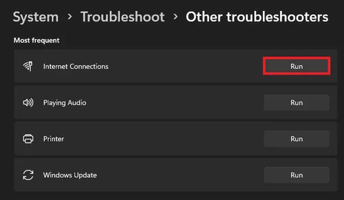 System Settings > Troubleshoot > Other Troubleshooters