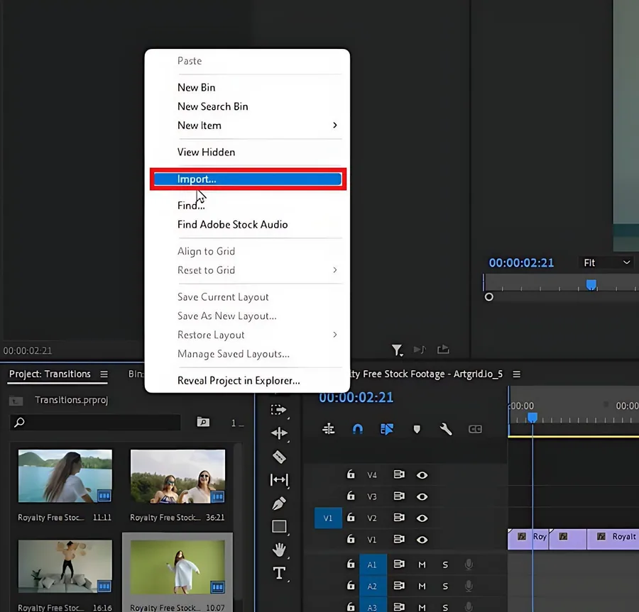 import the transition files