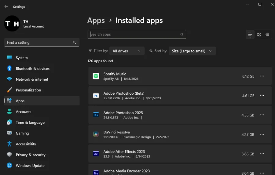 uninstall apps