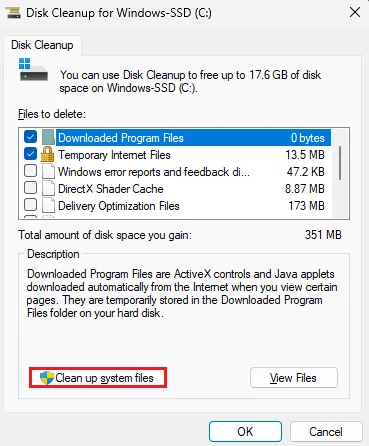 windows disk cleanup