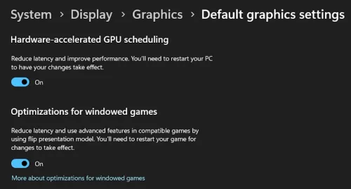 default graphics settings