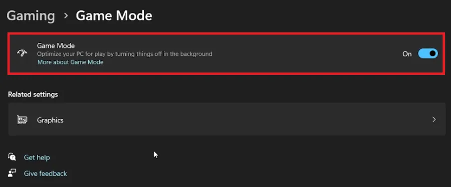 enable game mode