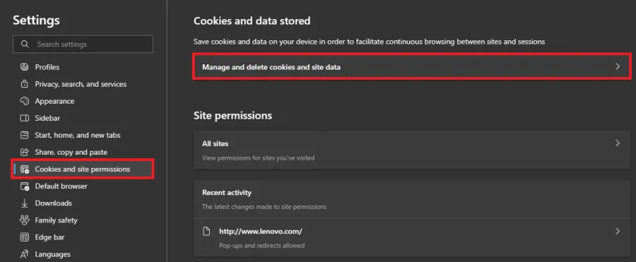Microsoft Edge Settings
