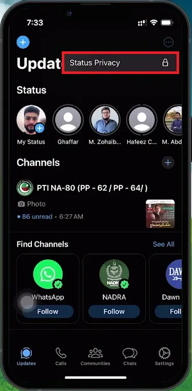 whatsapp status privacy