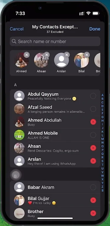 choose contacts