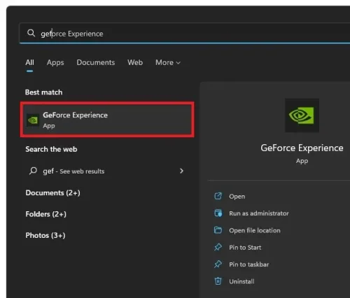 Open GeForce Experience application