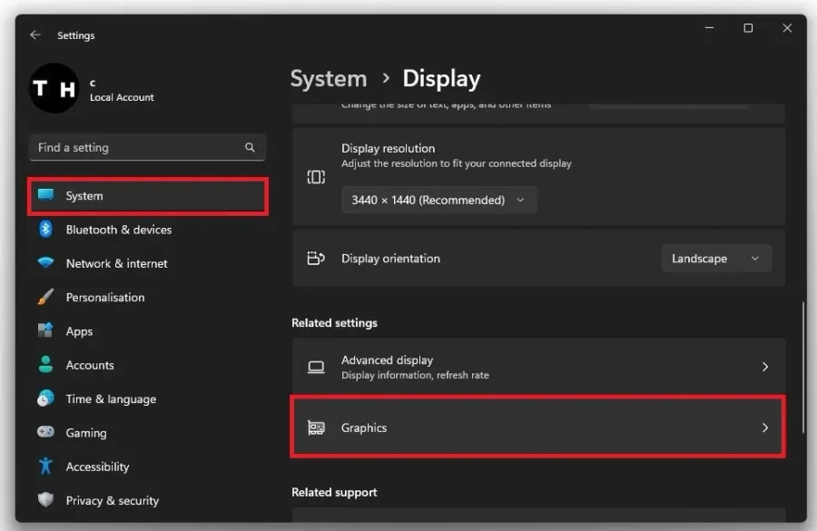 System Settings > Display > Graphics