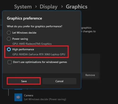 Graphics Preference for BlueStacks > High Performance