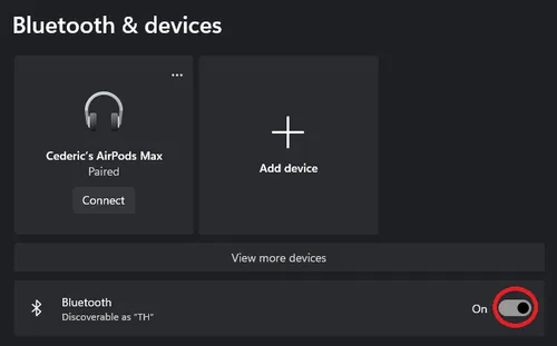 enable bluetooth in bluetooth settings