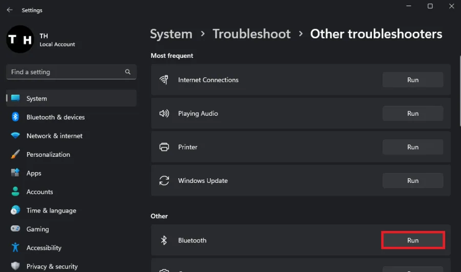 windows Bluetooth troubleshooter