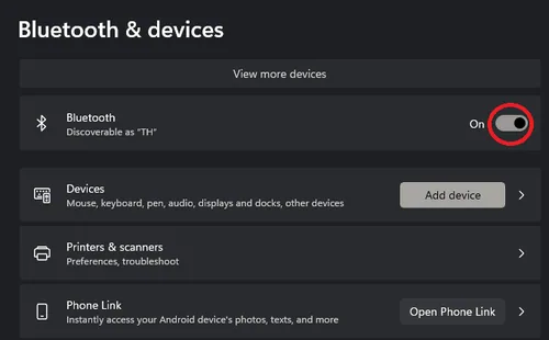 enable Bluetooth on Windows