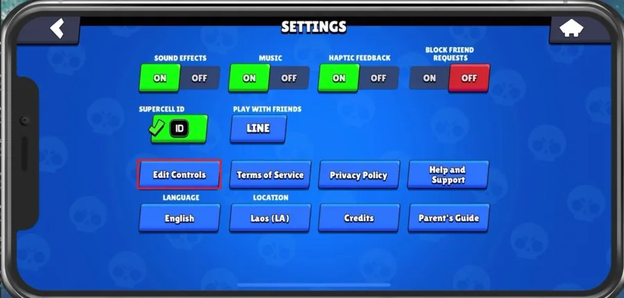 Brawl Stars Settigns > Edit Controls