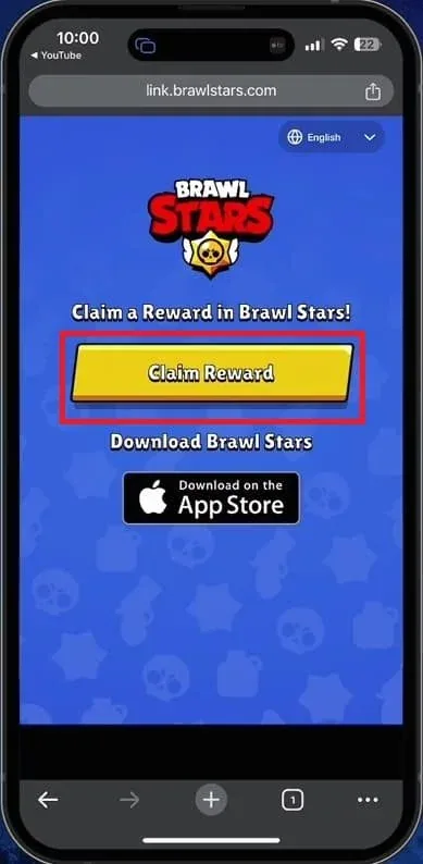 Brawl Stars reward screen with the Claim Reward button