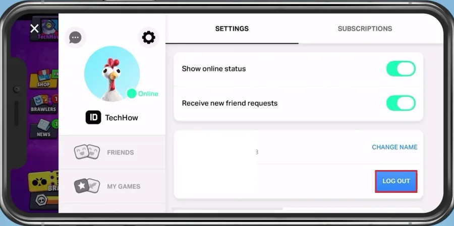 Supercell ID > Log Out