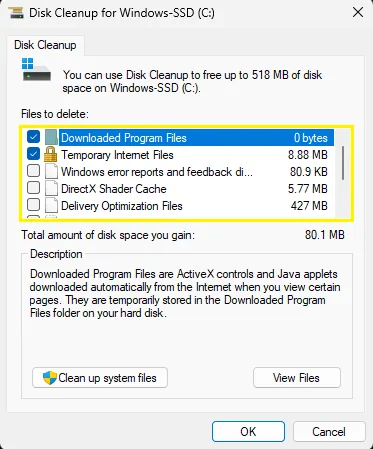windows disk cleanup
