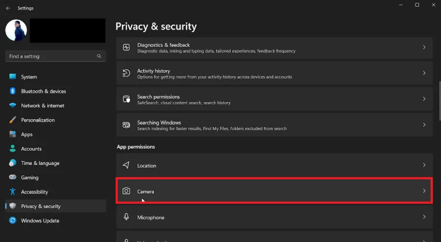 camera app permissions