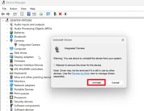 reinstall camera device manager
