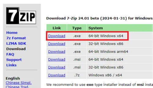 install 7zip