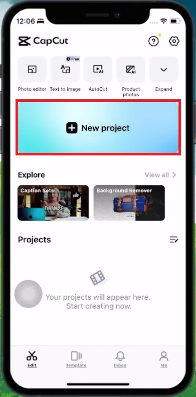 capcut new project