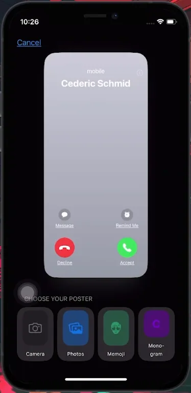 select call screen layout