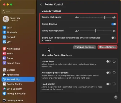 System Settings > Accessibility > Pointer Control