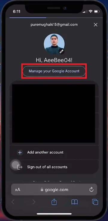 manage google account