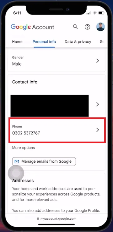 google personal info