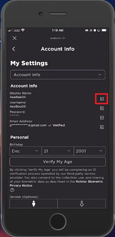 roblox account settings