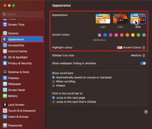 System Settings > Appearance