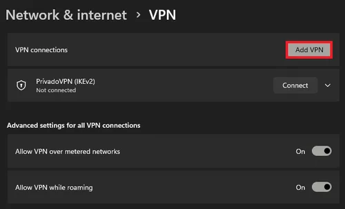 disable VPN connection