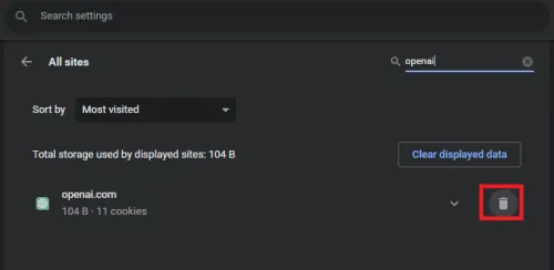clear the OpenAI site data