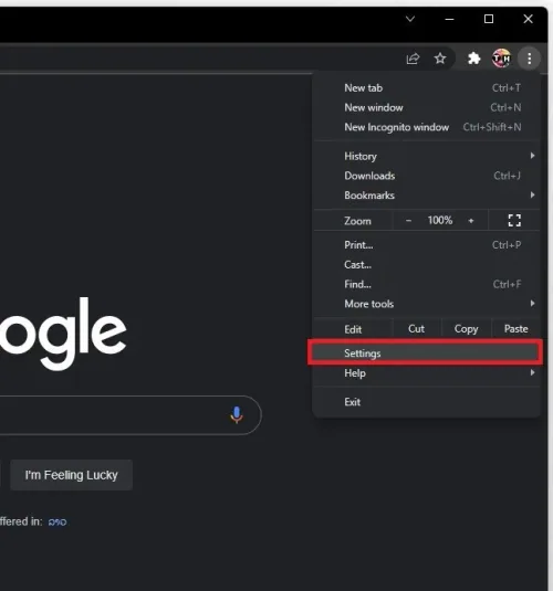 Google Chrome > Settings