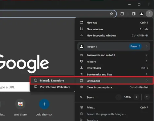 manage chrome extensions