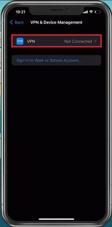iPhone Settings > General > VPN & Device Management