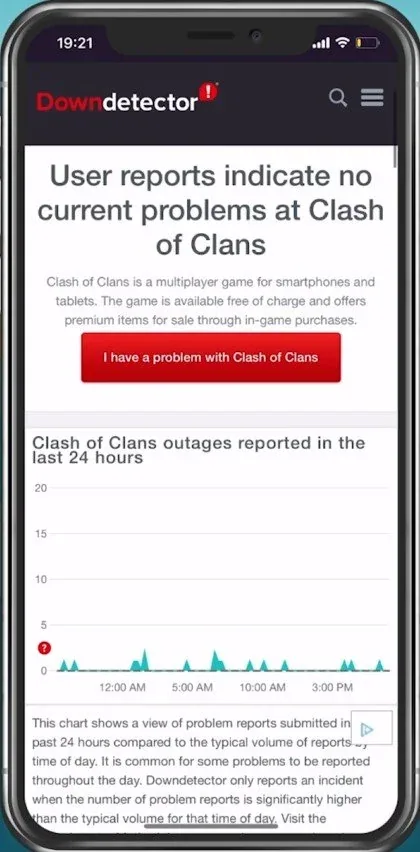Clash of Clans server problem reports